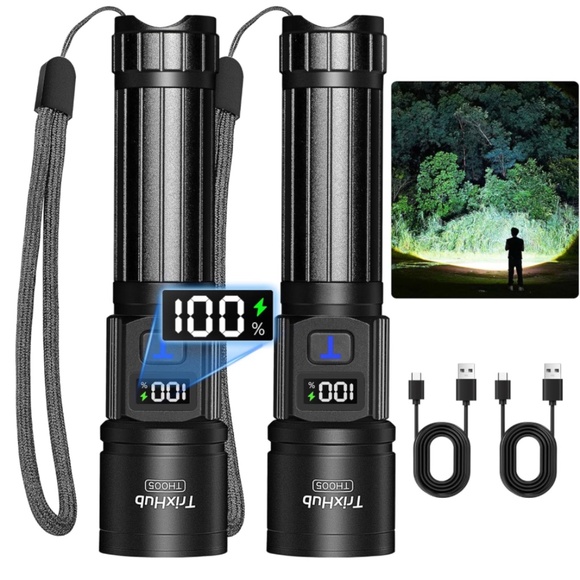X520 (2 PACK) NEW Ultra Bright Long Range Tactical Flashlight Rechargeable - Picture 1 of 6